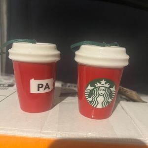 2 Starbucks holiday cup ornaments - both PA